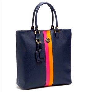 Tory Burch Roslyn Stripe Leather Navy